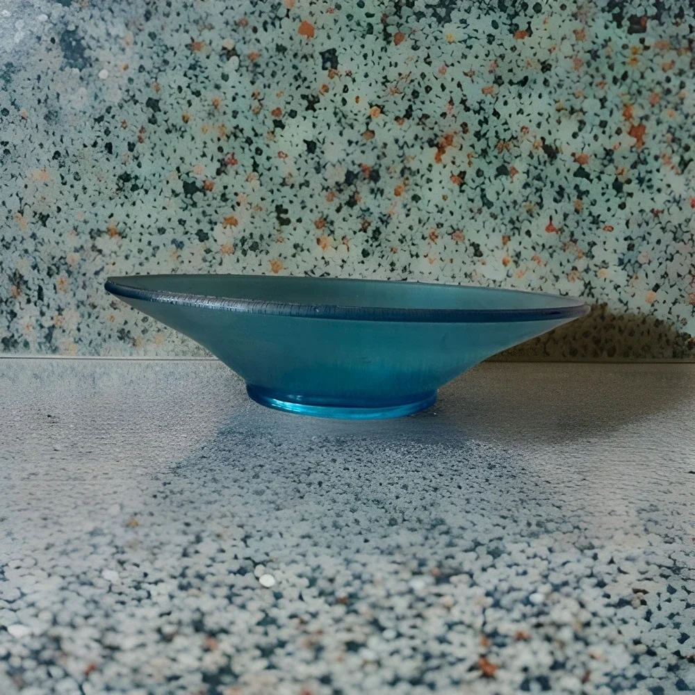 Vintage‎ Northwood Blue Iridescent Stretch Glass Console Bowl Opalescent 10
